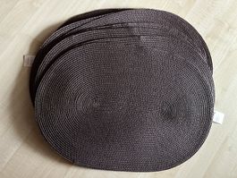 10 Tisch-Platzsets braun, oval, geflochten