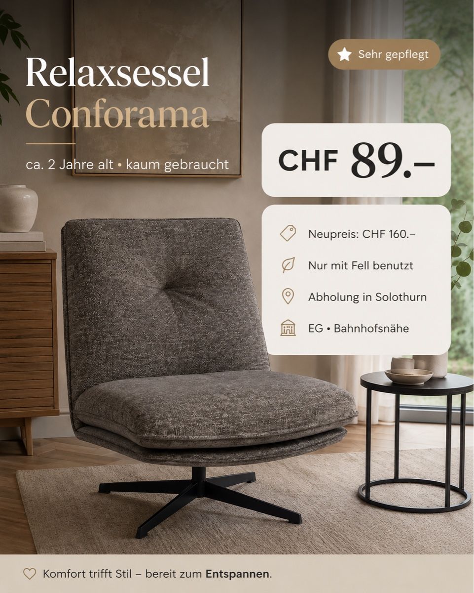 Conforama Sessel: Moderner Loungesessel / Relaxsessel Conforama – Gebraucht aus Luterbach von Moonflower-7 1