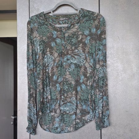 🐸 NILE BLUSE XS VISKOSE PETROL FLORAL