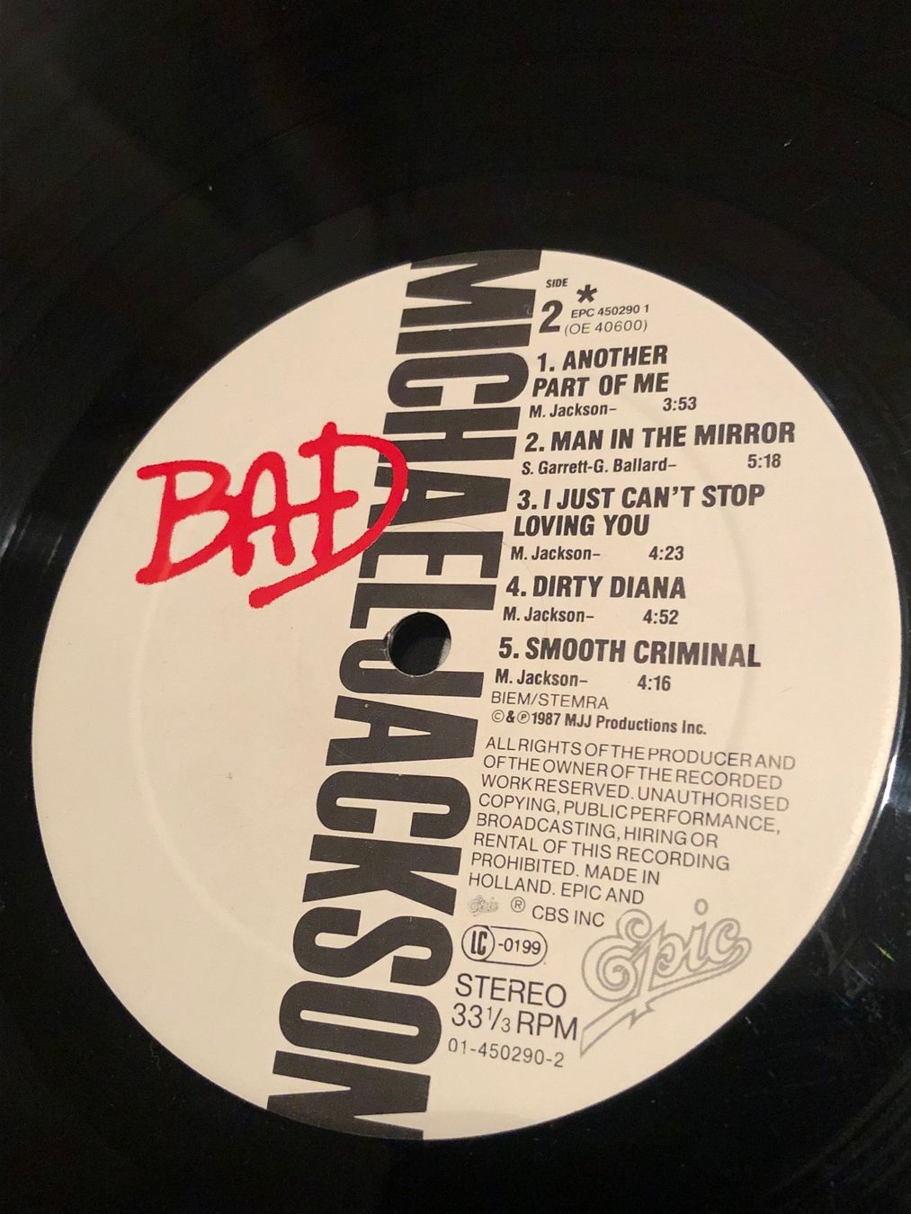 Schallplatten: Michael Jackson. 1987. BAD – Gebraucht aus Faulensee von Mizuno06 7