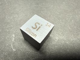 Silizium, Elementwürfel, Dichtewürfel mit Gravur 1x1x1cm