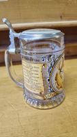 Bierkrug Glas Zinn Deckel Fische Motiv 0.5L guter Zustand