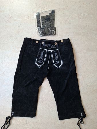 Trachtenlederhose aus Stoff mit Trägern Grösse L neu