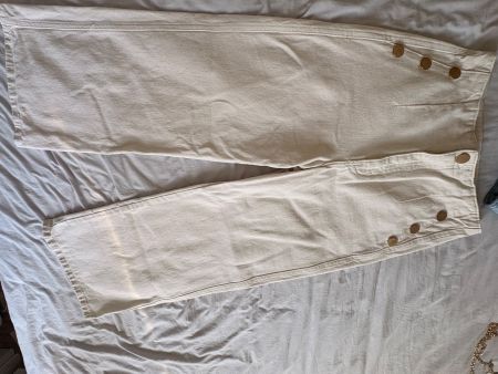 Pantalon beige  ZARA à boutons taille haute, taille 36