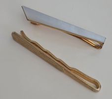 Krawattennadeln goldfarben mit weisser Einlage 2 Stck