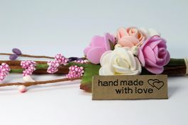 Label "Hand made with love" braun (1 Stück)