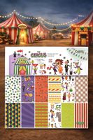 12 Blatt Design-Papier, Bastelpapier "The circus"