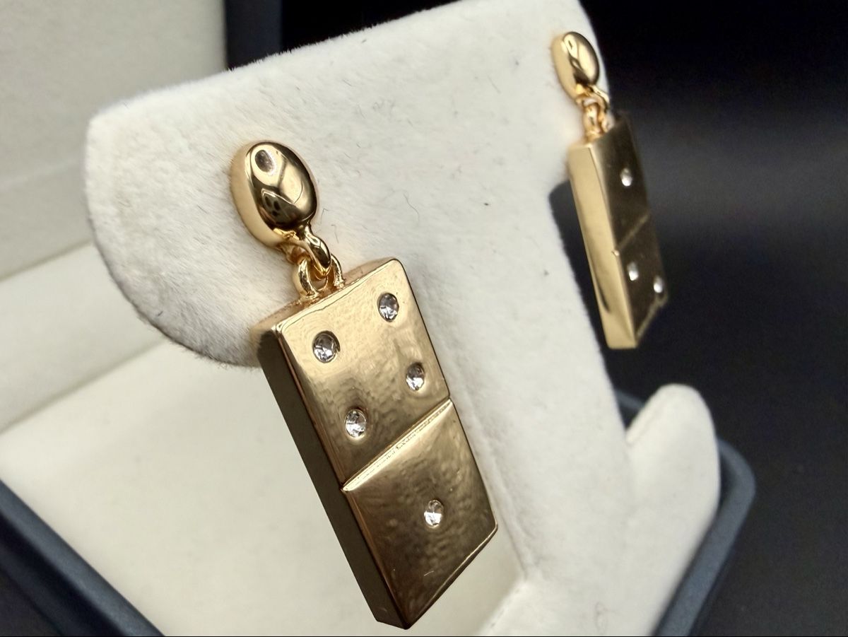 Orecchini pendenti & Orecchini a lobo: Domino-Ohrringe, Goldfarbe Vintage – Usato da Lamone venduto da LaCantinaMagica 4