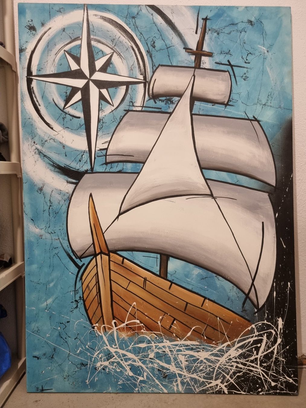 Dipinti: Bild Segelboot - Kompass auf Leinwand – Usato da Deitingen venduto da RRD2010