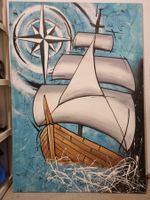 Bild Segelboot - Kompass auf Leinwand