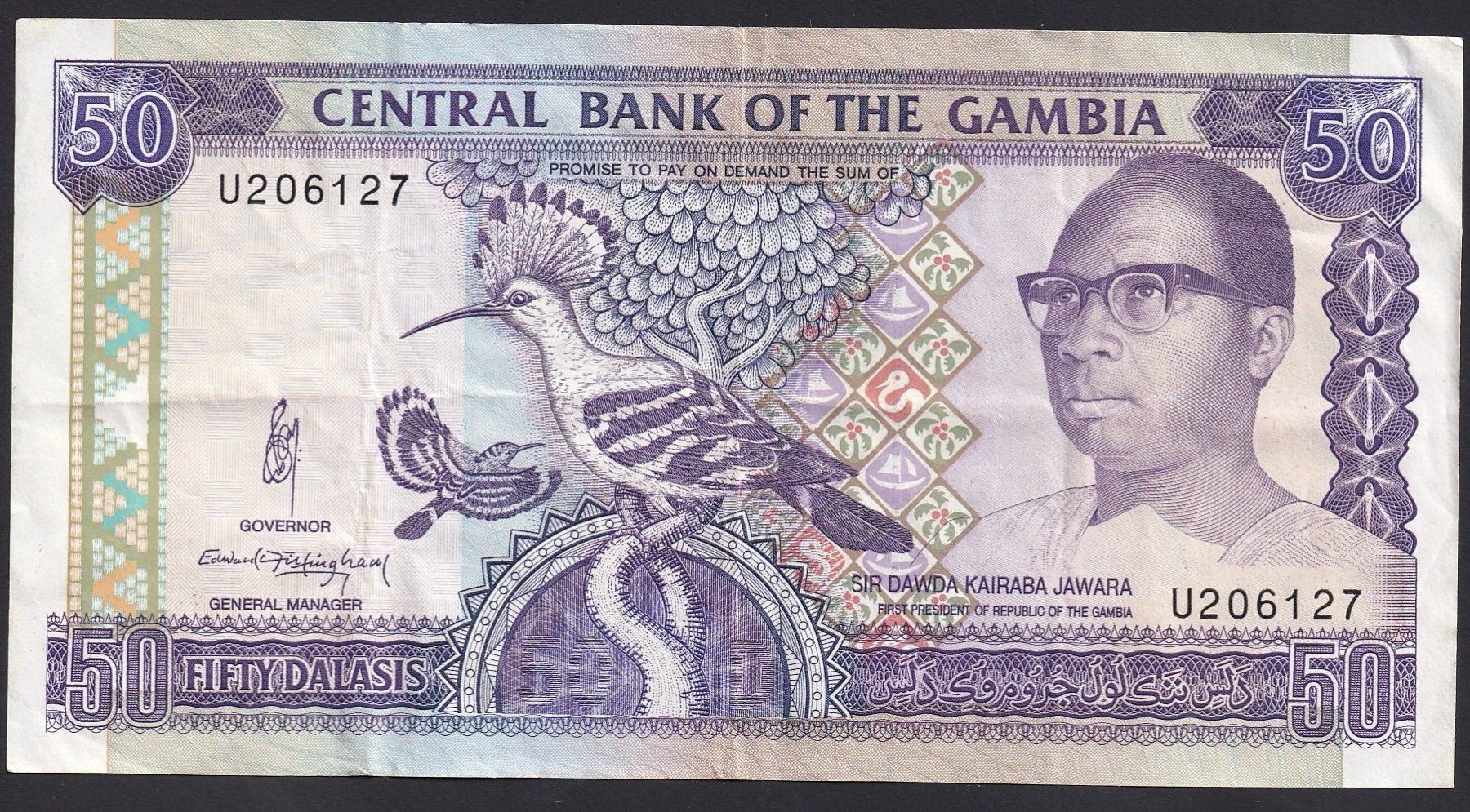 Banknoten: Gambia 50 Dalasis 1989 – Gebraucht aus Brugg AG von banknoten_muesli