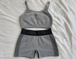 Gymshark Sport-BH & Radlerhose Set Grau Grösse S