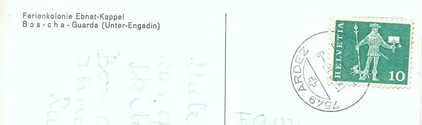 Cartoline postali: BOS-CHA Guarda - Ferienkolonie Ebnat-Kappel – Usato da Jona venduto da philajona 1