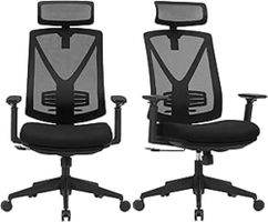 Bürostuhl mit Fussstütze, 2er Set, Ergonomischer VELORA
