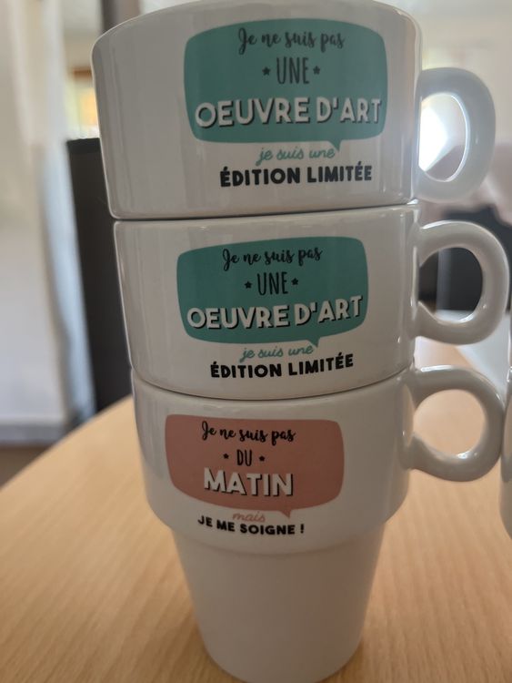 Tasses: Lot de 5 tasses originales "Je ne suis pas du matin"☕️☕️ – D'occasion à Chénens par Picco82 1