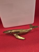 Deko Figur Wal aus Messing goldfarben guter Zustand