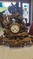 Antike Pferdeskulptur mit Uhrwerk, Bronze, unrestauriert