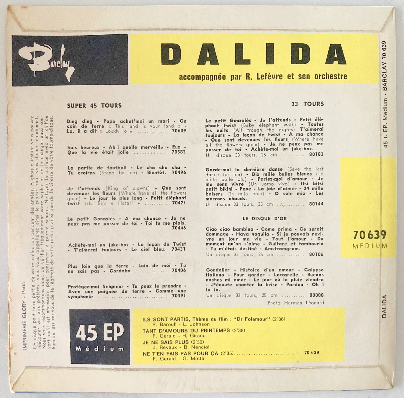 Dischi in vinile: DALIDA - TANT D'AMOURS AU PRINTEMPS – Usato da Bottens venduto da hotter-than-hell 1