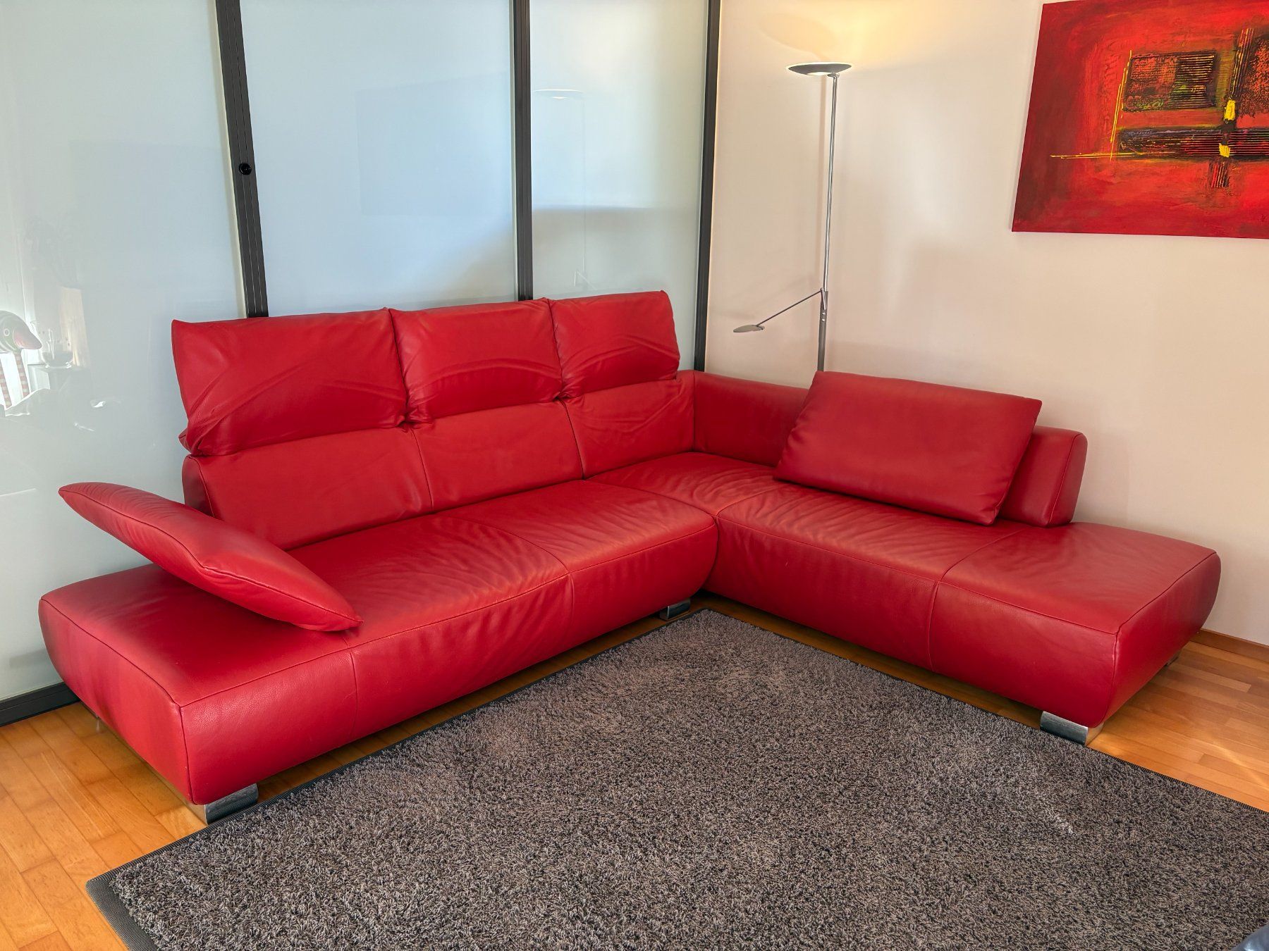 Sofas: Hochwertiges Leder-Ecksofa in rot – D'occasion à Aadorf par Soreike 1