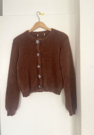 Cardigan mit Blumen-Knöpfen, Grösse S