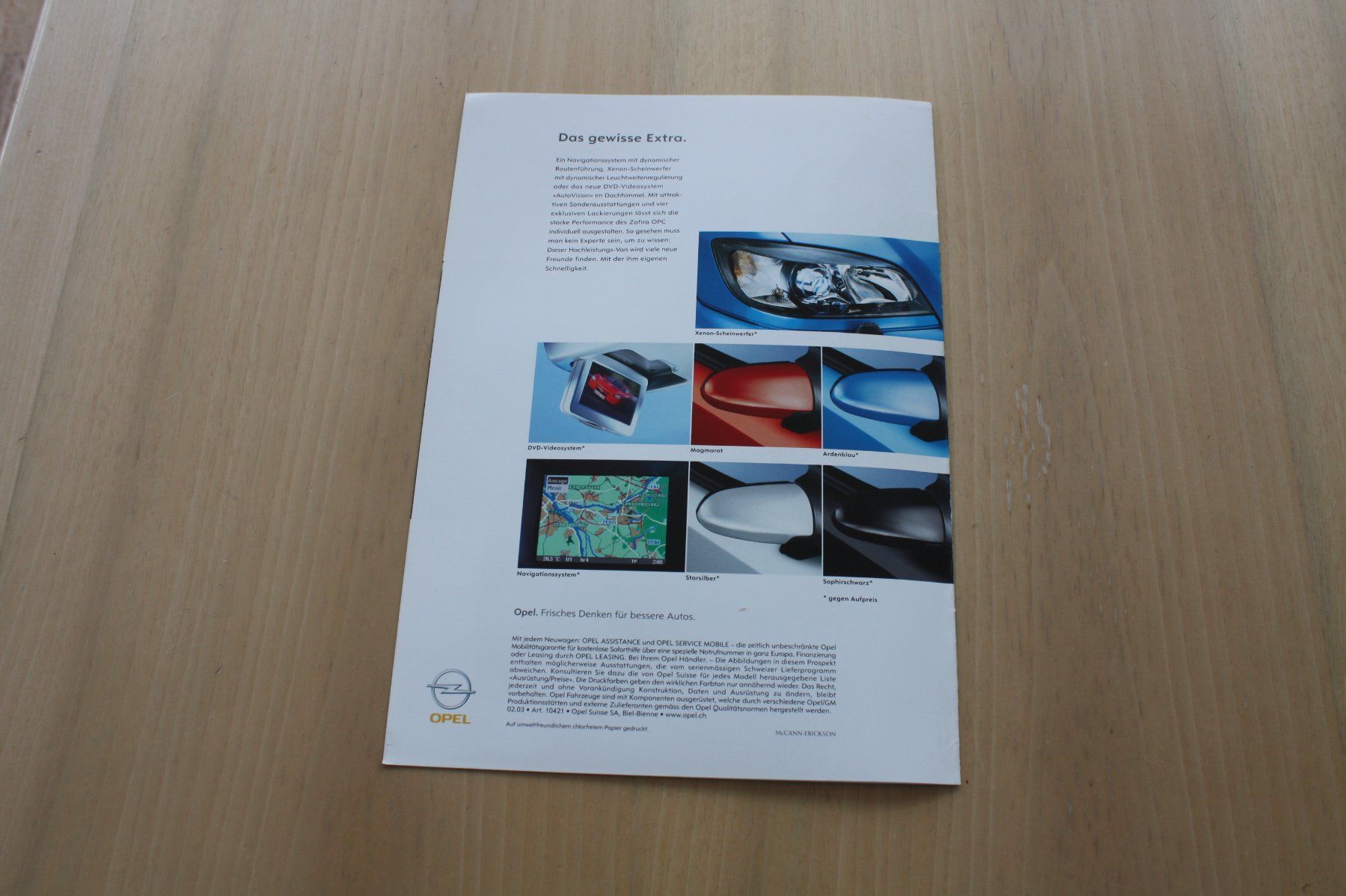 Opel Dokumente: OPEL ZAFIRA OPC CH-Prospekt 2/2003 – Gebraucht aus Wikon von erwin400 4