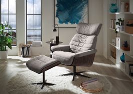 Relax Sessel ULLA Stoff grau inkl. Hocker