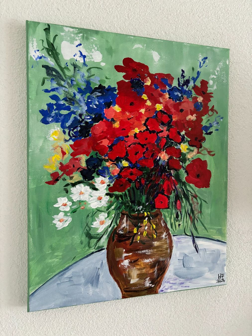 Tableaux: Blumenstrauss nach Van Gogh - Gemälde – Neuf (Voir description) à Cham par Felha 3