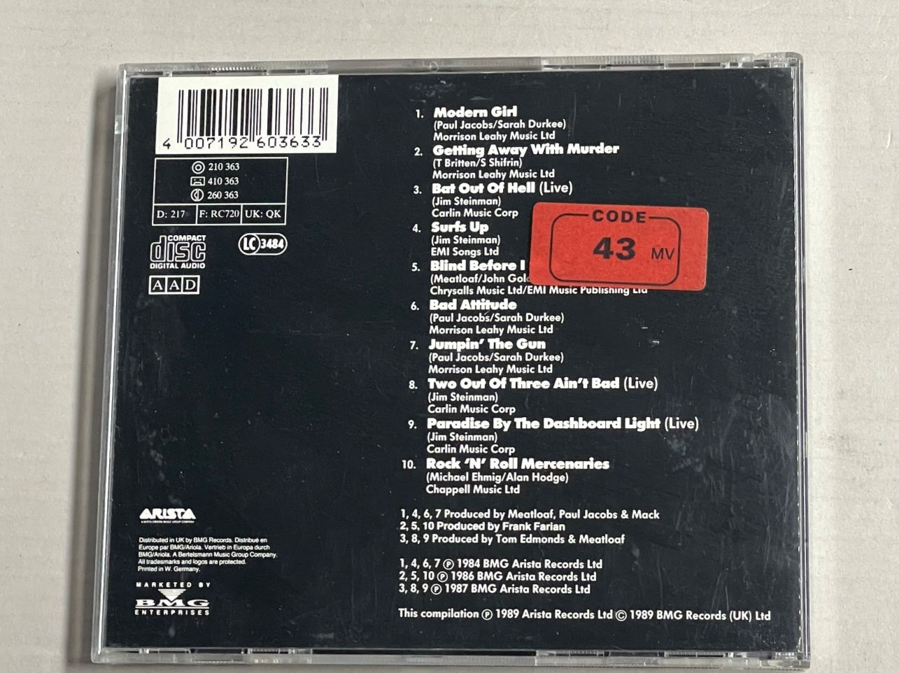 CD: Meat Loaf - Primecuts – Usato da Muri b. Bern venduto da AdidasCollector 1