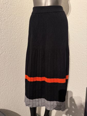 Länge Schwarzer Strickrock Gr M Herbst Winter Schwarz Orange