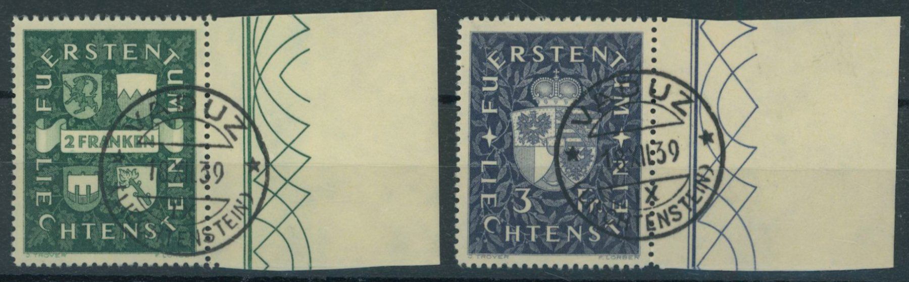 Tutti i francobolli: FL - 1939 - Wappen - Ersttag Stempel ET – Usato da Schindellegi venduto da leecollect