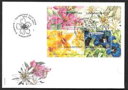Singapur FDC Sonderblock Blumen ET 20.9.2001