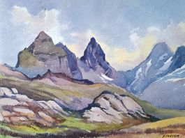 Aquarell Ferdinand Meyer-Streiff Ortstock Braunwald GL 1953