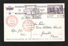 FDC Bundesfeierkarte 1928,Nr.47 ll,Basel - Lausanne(Grenoble