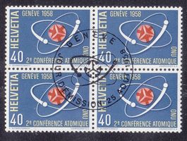1958  Einzel Ausgabe 4er  ERSTTAG Atomkonferenz  TOP Zustand
