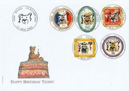 2002 FDC 100 Jahre Teddybär ET - Vollstempel Einzelwerte