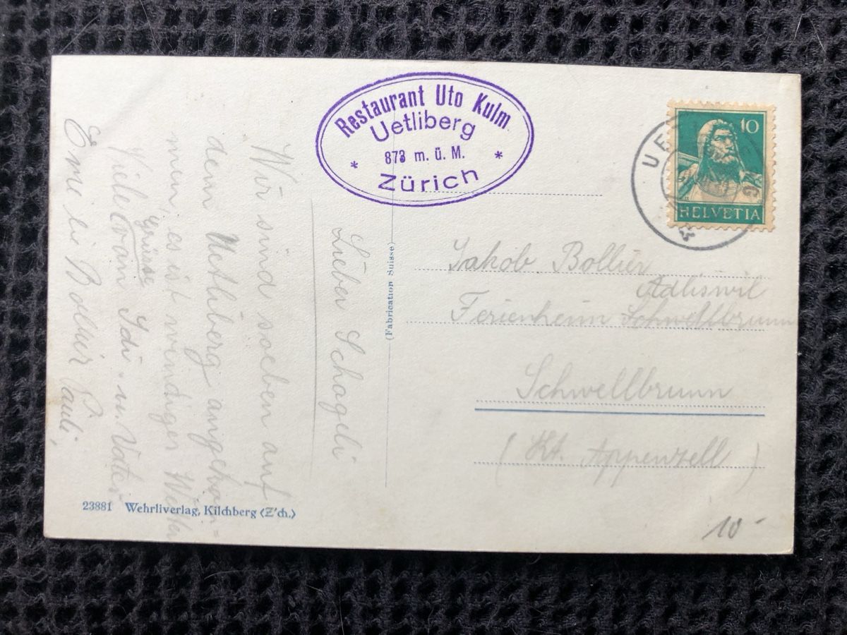 Cartoline postali: Ansichtskarte Uetliberg Zürich – Usato da Näfels venduto da fritzjk 1