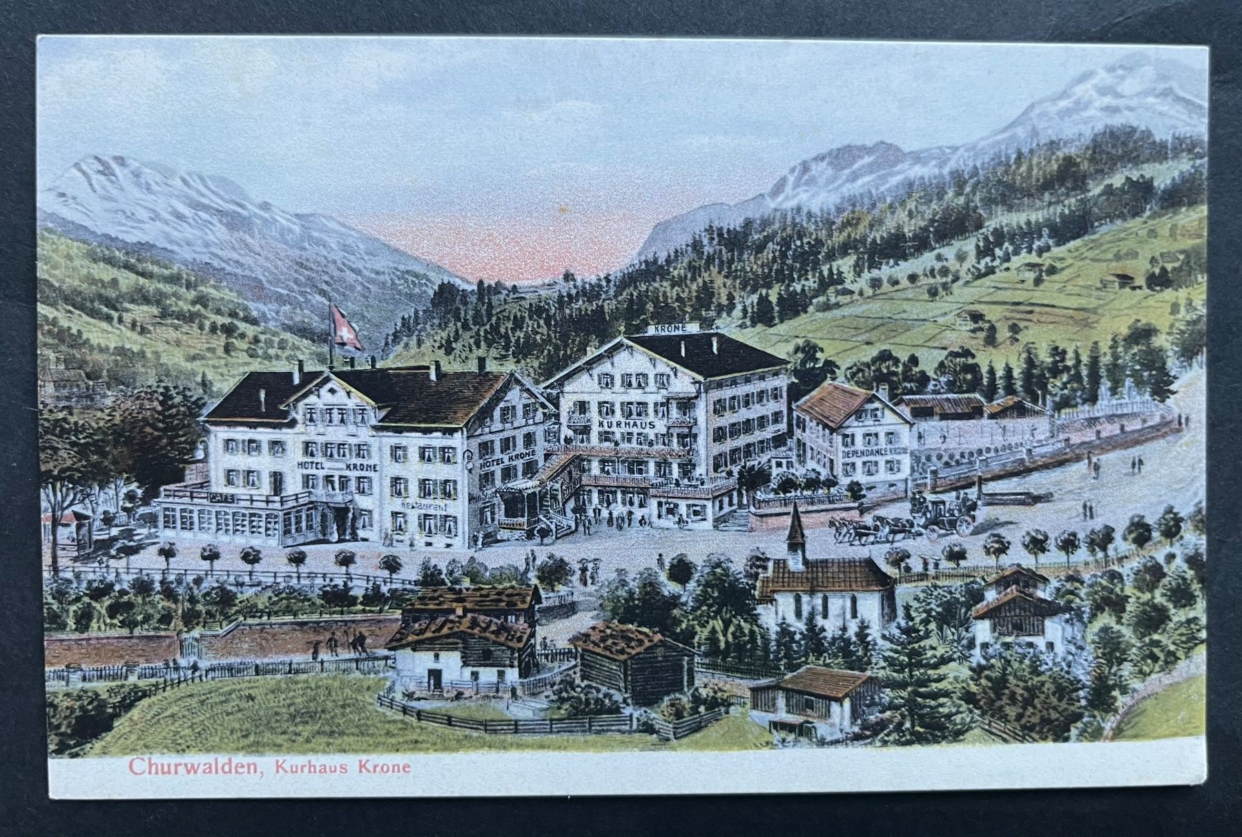 Cartoline postali: Churwalden, Kurhaus Krone, ca. 1920 – Usato da Ostermundigen venduto da DaxKarten-75