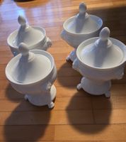 4 Stk. Porzellan Suppentassen Schüssel  Deckel Limoges
