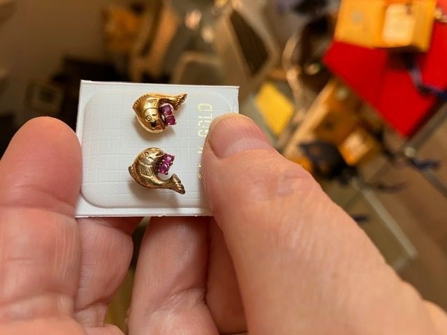 Orecchini pendenti & Orecchini a lobo: Ohrringe 14K Gold mit Rubinen – Nuovo e nell'imballaggio originale da Triesen venduto da hor_6kx9 2