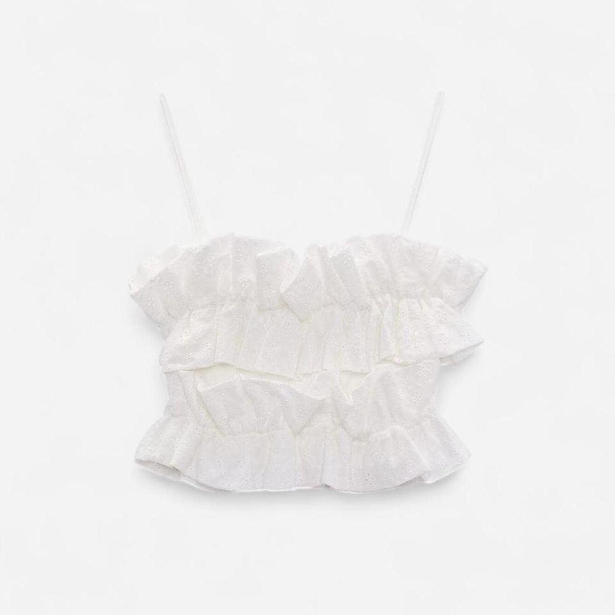Zara Tops: White Ruffle Crop Top  – Neuf avec emballage d'origine à Basel par 1moonstar