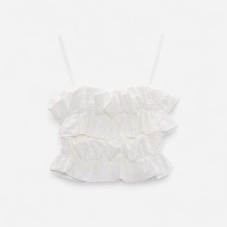 White Ruffle Crop Top 