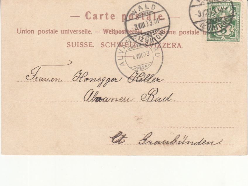 Cartoline postali: Rapperswil 1903 – Usato da Bürglen TG venduto da StampGraf 1
