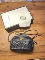 Damen Handtasche Gucci Marmont schwarz Leder gebraucht