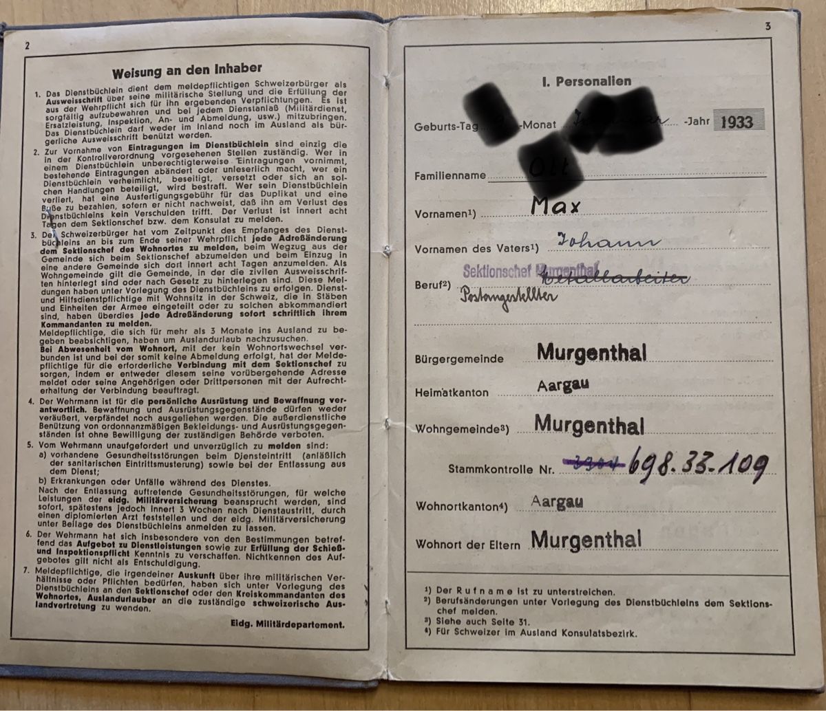 Libri: Altes Dienstbüchlein der CH Armee – Usato da Goldingen venduto da Bergler012 1