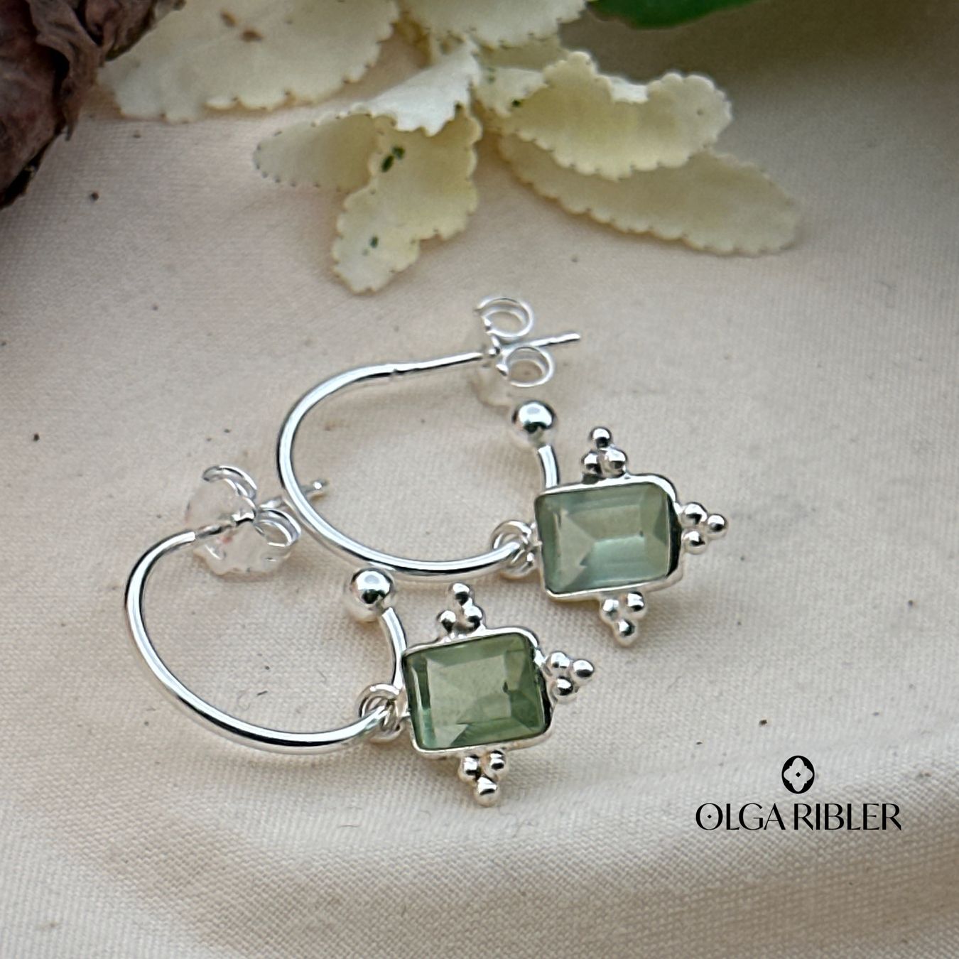 Olga Ribler Orecchini pendenti & Orecchini a lobo: Silberohrringe mit grünem Amethyst – Nuovo (secondo la descrizione) da Luzern venduto da MonikaS03 1
