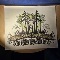 Scherenschnitt "Frühling" von Thon Allmen, signiert, top!