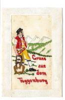 Seidenkarte - gestickt - Gruss aus dem Toggenburg  1916 rar!