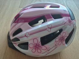 Kindervelohelm Mädchen, pink & weiss Blumen, Gr. 49-54 cm