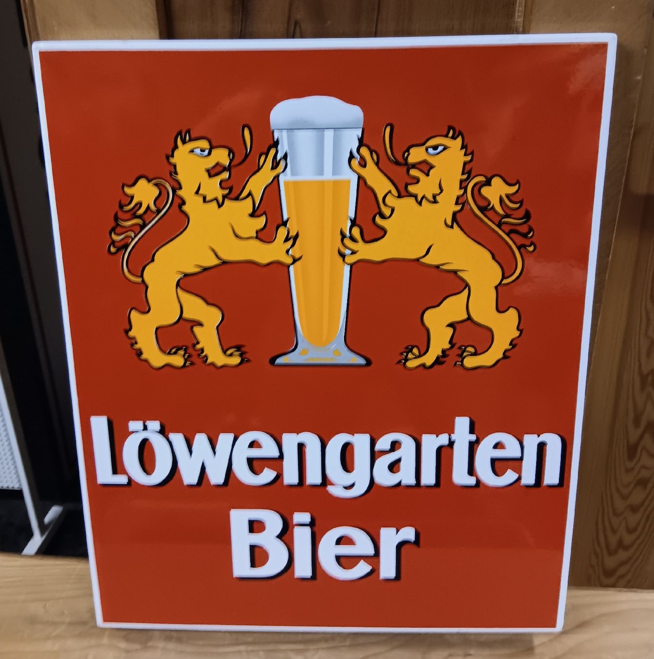 Insegne: Emailschild Bier Brauerei Löwengarten Rorschach – Usato da Lichtensteig venduto da B-B-Bier 1