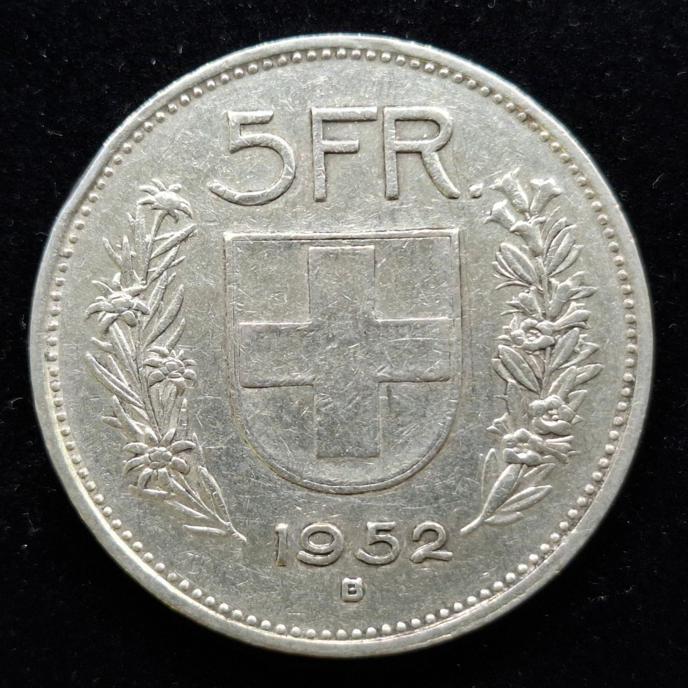 Tutti le monete: 5Fr. 1952 vorz Silber 835/1000 – Usato da Bern 14 venduto da rvonmay